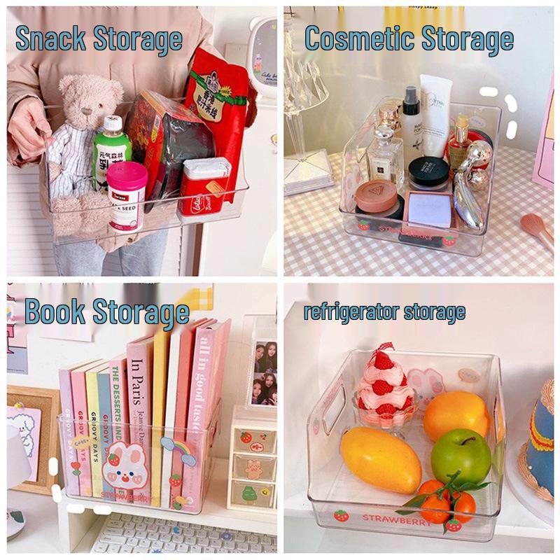 Acrylic Bookstand & Storage Box - Transparent Desktop Organizer with Large Capacity