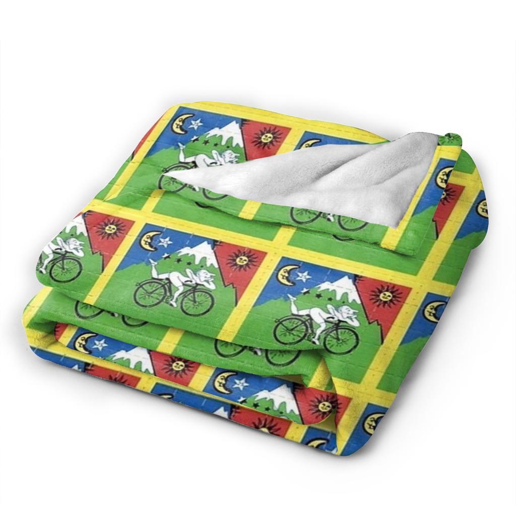 Soft Blanket Girls Boys Travel Albert Hofmann LSD Bicycle Day Throw Blanket Flannel Bedspread For Chair Novelty Sofa Bed Cover
