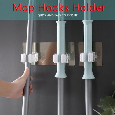 Adhesive Multi-Purpose Hooks Wall Mounted Mop Organizer Holder Storage Rack Brush Broom Hanger Hook Kitchen Bathroom Strong Hook