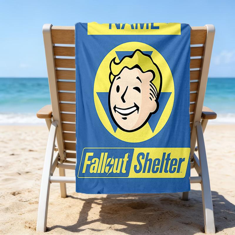 1pc NUKA-BOMBS Fallout Beach Towel with Custom Name, Beach/Swimming/Bath/Picnic/Camping Towel, Suitable for Seaside Beaches