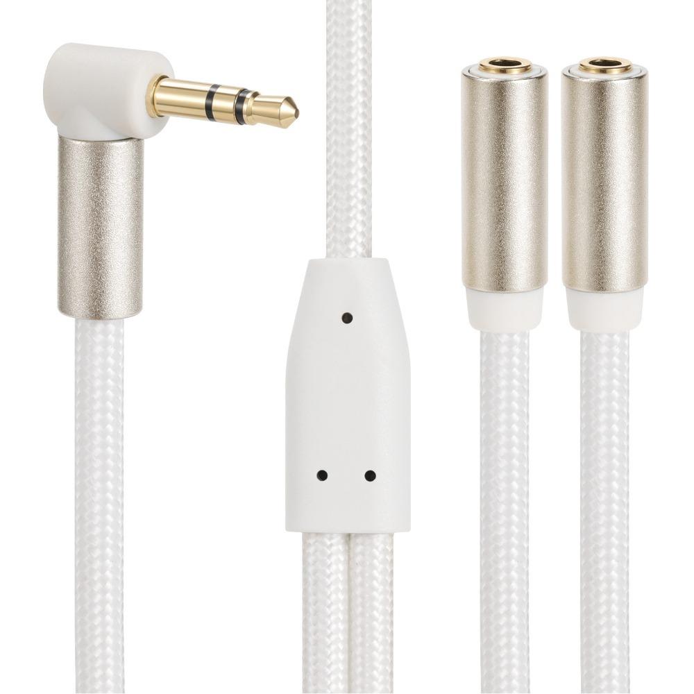 20cm/7.87in Headphone Splitter 3.5mm 1 Male to 2 Female Dual Output Aux Cord for PC