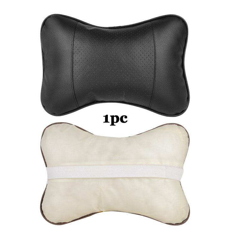 1PC Car Neck Pillow Both Side PU Leather Headrest for Head Pain Relief Fiber Filled Universal Car Pillow