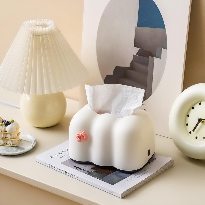 Cloud Lift Tissue Box Spring Mechanism Stylish Desktop Paper Holder for Living Room Home Decor Creative Ins Style
