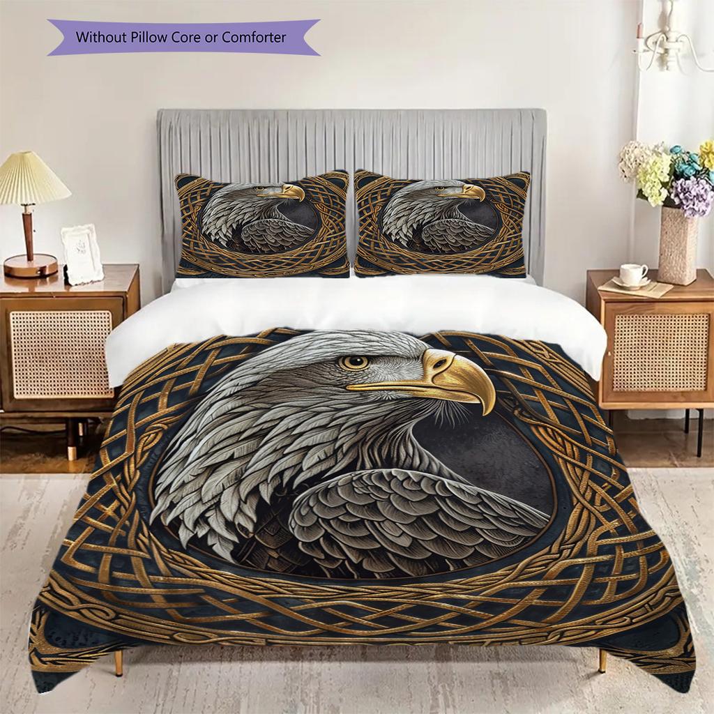 Eagle Pattern Bedding Quilt Set Quilt Cover Pillowcase Home Decoration Birthday Gift (1 * duvet cover + 2 * pillowcase, without core)