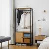 Industrial Steel and Wood Coat Rack with Shoe Rack and Shelves, 80x40x180cm