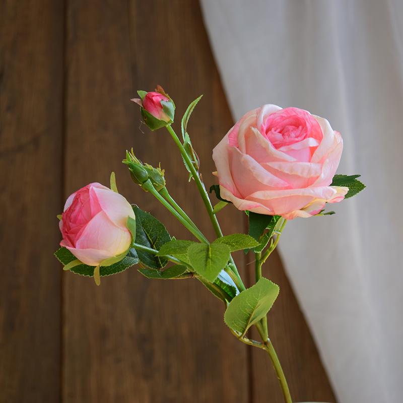 Luxury Xuanya Silk Rose Artificial Flowers - 3 Heads for Home Decor, Weddings, or Photography
