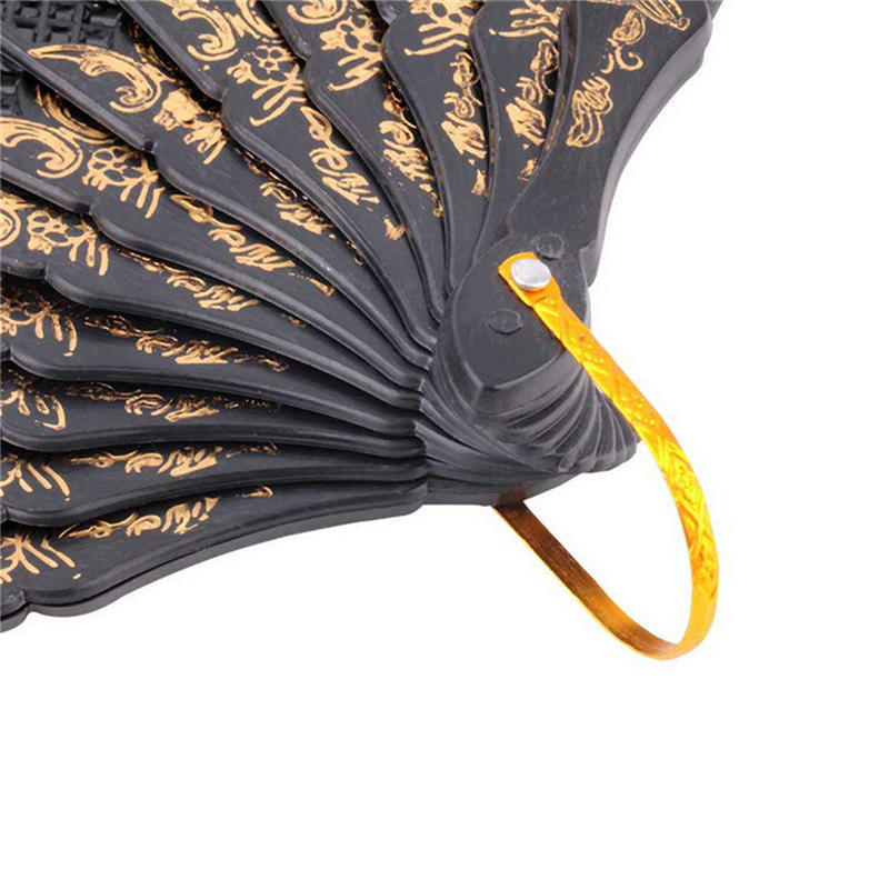 Black Spanish Style Dance Party Wedding Lace Silk Folding Hand Held Flower Fan