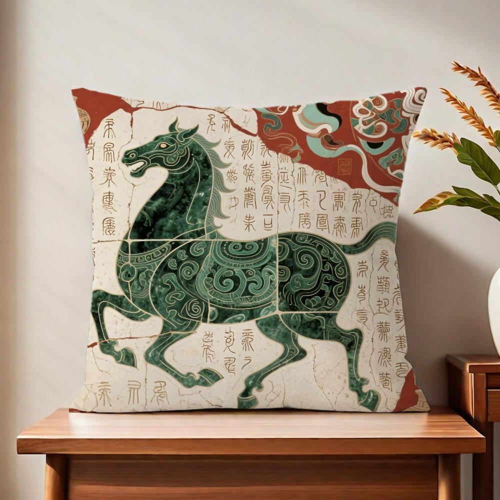 Ancient style horse cushion cover For Pillow Printing Sofa Decoration Home Car Room Coffee Shop Office Nordic Simplicity