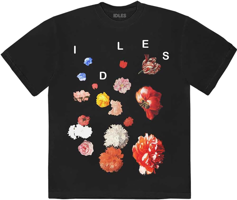 IDLES Floral Print Black T-shirt XXXL