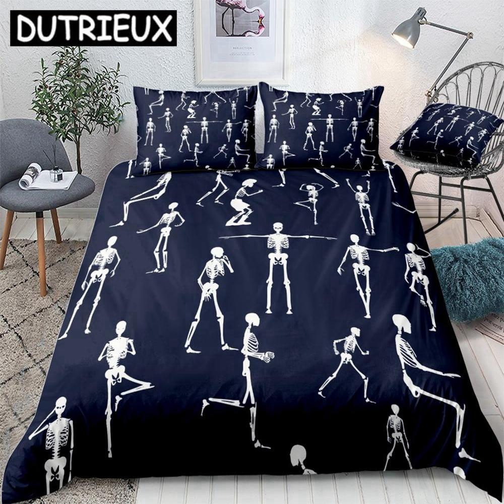 

Skull Bedding Set Halloween Skull Duvet Cover Set Pumpki Beds Set Floral Skull Home Textiles Microfiber For Kids Boys Bedspread EU single(135x200cm)