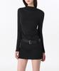 Women'S Drape Hooded Long Sleeve T-Shirt [Black]