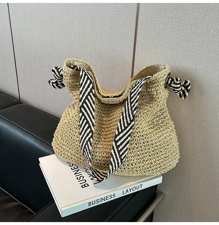 Strohtasche Damen große Kapazität neue Strohtasche gewebte Tragetasche Strand-Tragetasche tragbar Schulter