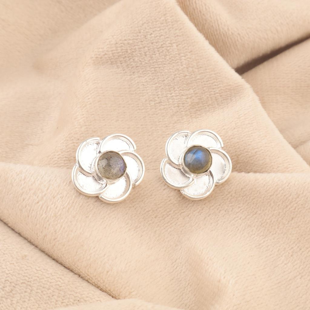 Labradorite Stone 925 Sterling Silver Birthday Gift Stud Ethnic Earrings Jewelry EE-157-22