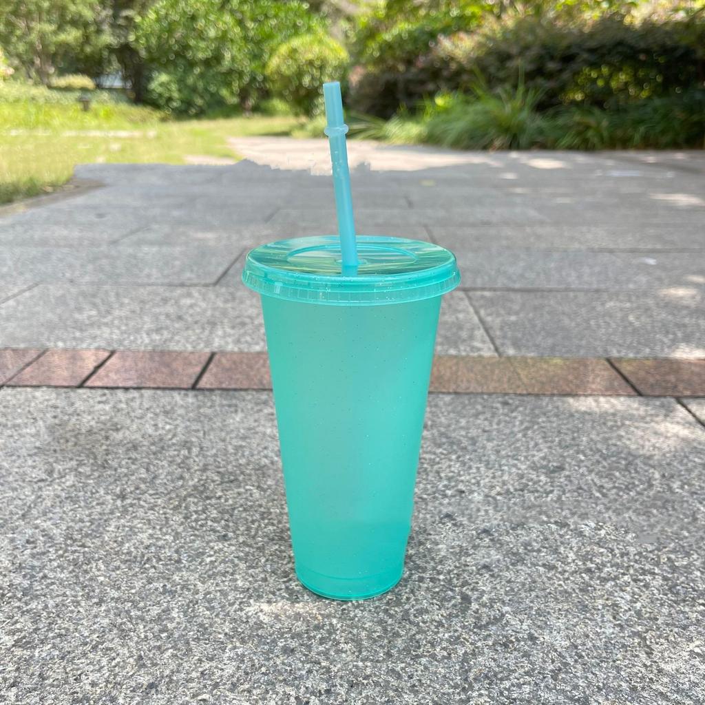10PC 24OZ Glitter Straw Cups Large Capacity PP Single Layer Plastic Cups 710ml Glitter Cups Drink Party Cups Takeaway Drinks