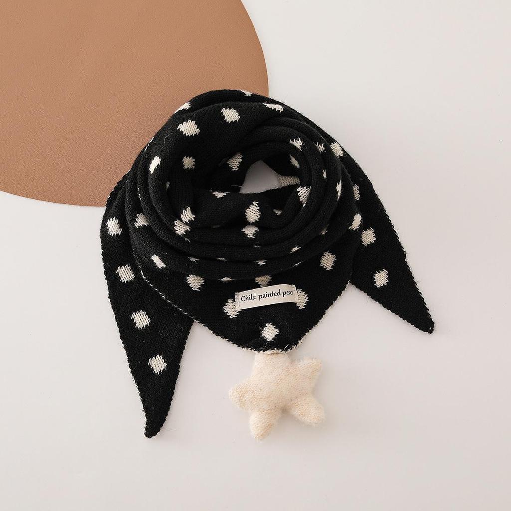 Korean Style Polka Dot Wool Knit Winter Baby Scarf for Boys and Girls - Thick Warm Triangle Neck Protector