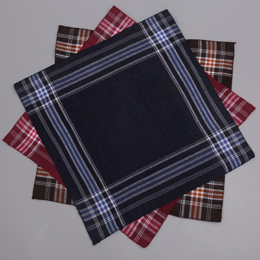 Men's Classic Light Plaid Stripe Polyester Handkerchief Series