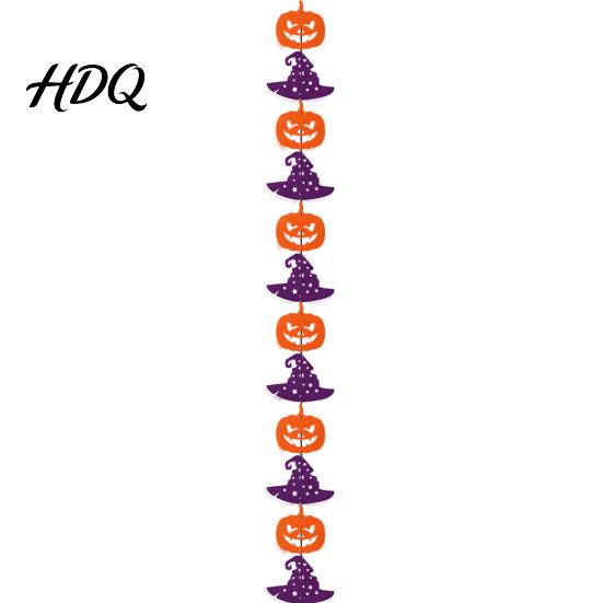 Felt Halloween Bunting Party Hanging Garland Creepy Pumpkin Ghost Skull Witch Hat Festival Celebration Decor Streamer Horror Banner Backdrop