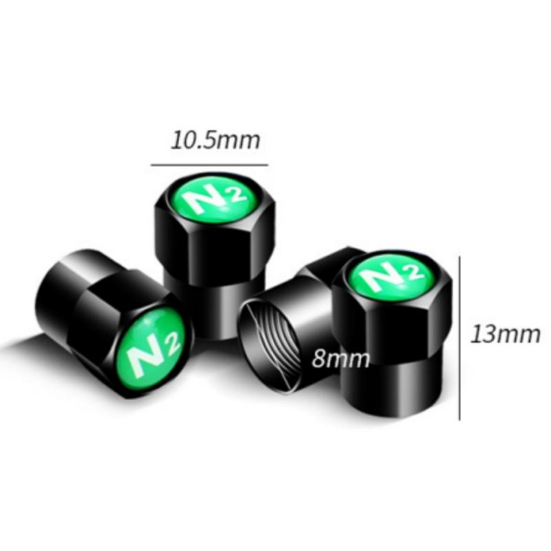 4X New N2 Car General Tire Cap Nitrogen Green Copper Tire Stem Valve Caps Covers  Auto Accessories Tire Wheel Rim Dust Cover