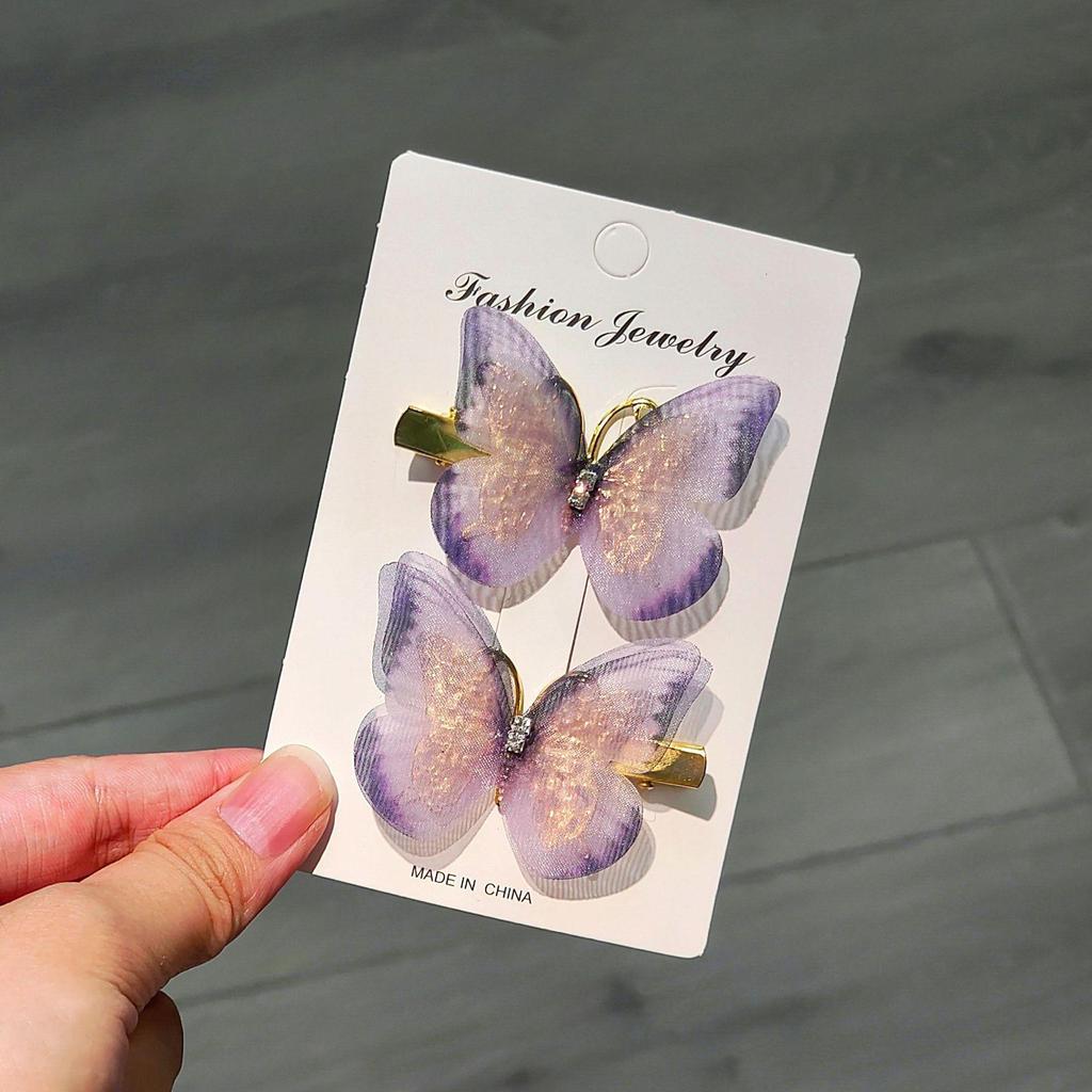 Gradient Butterfly Hairpin for Children - Cute Mesh and Alloy Duckbill Clip, Perfect for Hanfu and Fairy Styles