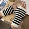 Striped Knitted Mittens Fingerless Fingerless Gloves New Arm Warmers  Women