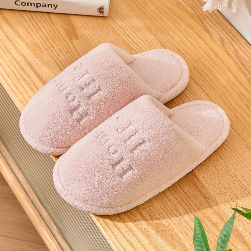 Non-slip Silent Cotton Slippers Men's Autumn and Winter Indoor Home Couple Soft Bottom Comfortable Velvet Warm Four-season Cotton Drag Women