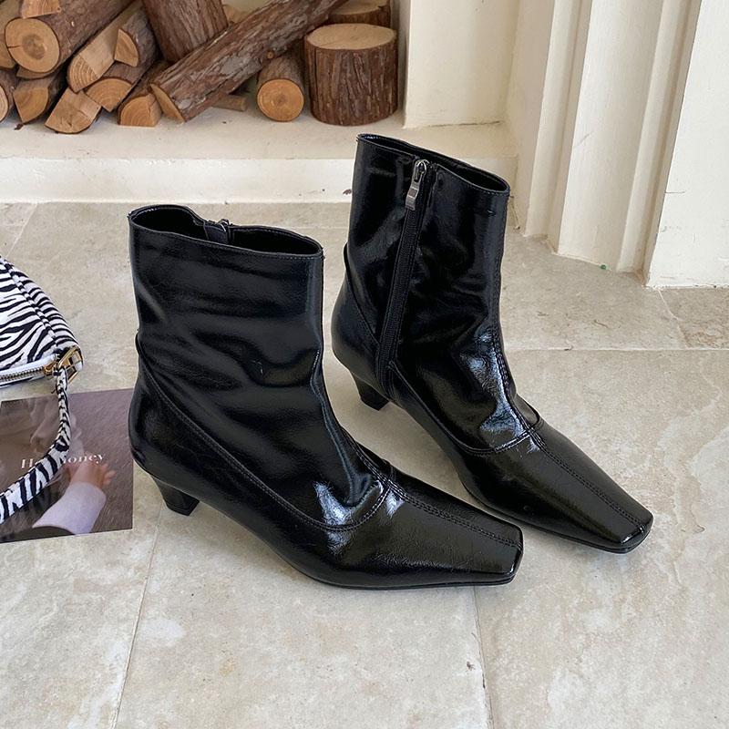 Fashion Fashion Zippers Women Ankle Boots With Low Heel Shoes Square Toe Ladies Modern Short Boots Female Pumps Shoes