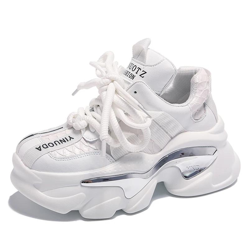 Autumn Winter Chunky Heels Vulcanize Shoes Women Fashion Mix Color Platform Sneakers Woman 2026 Lace-Up Non-Slip Walking Shoes