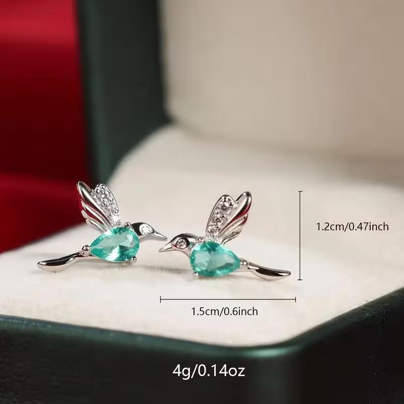 Enamel Drip Glaze Hummingbird Earrings Elegant Women Stud Earring Jewelry Exquisite Party Accessories