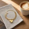 Women Bracelet, Adjustable Extended Tail Chain Bracelet, Double-Layered Cuban Bracelet with Heart Charm for Jewelry Gift