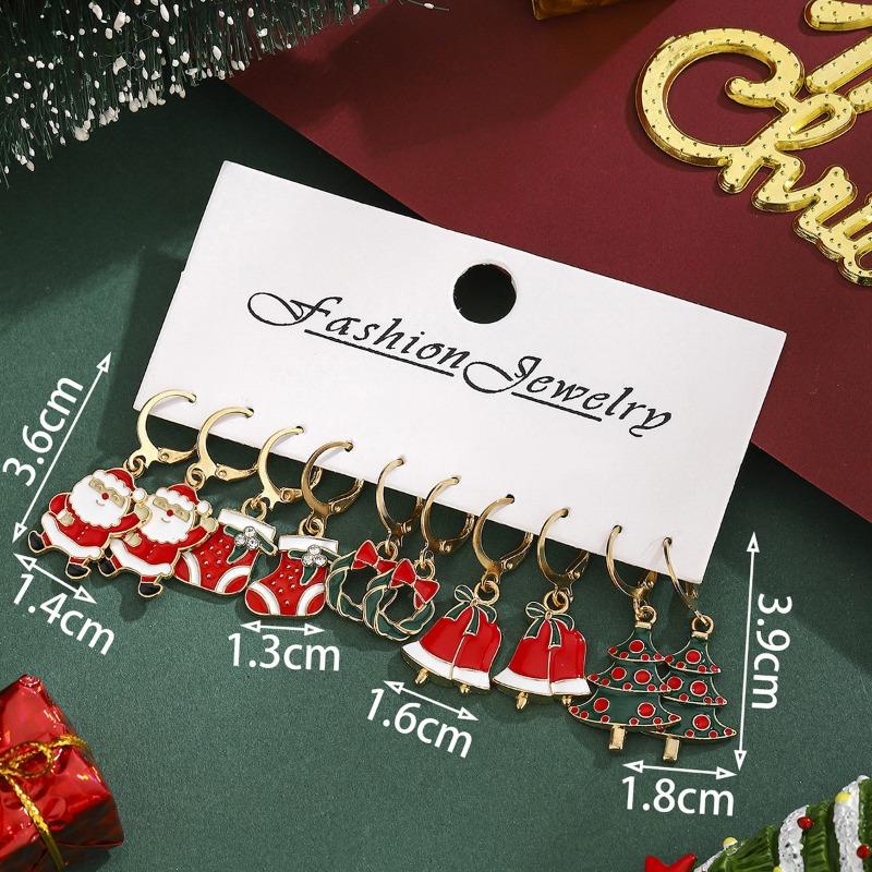 Santa Claus Snowflake Christmas Tree Christmas Hat Earrings Set Earrings Ornament