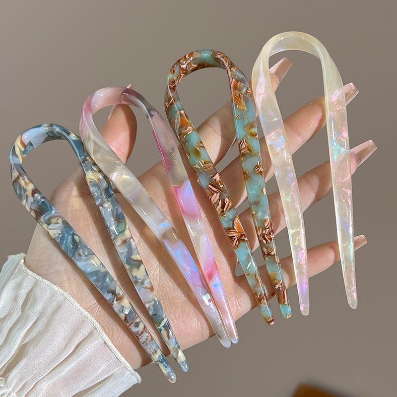 U-vormige Haarpin Mode Schildpad Acetaat Acryl Haarspeld Geometrische Hoofddeksel Haarstokjes Vrouwen Meisjes Haaraccessoires
