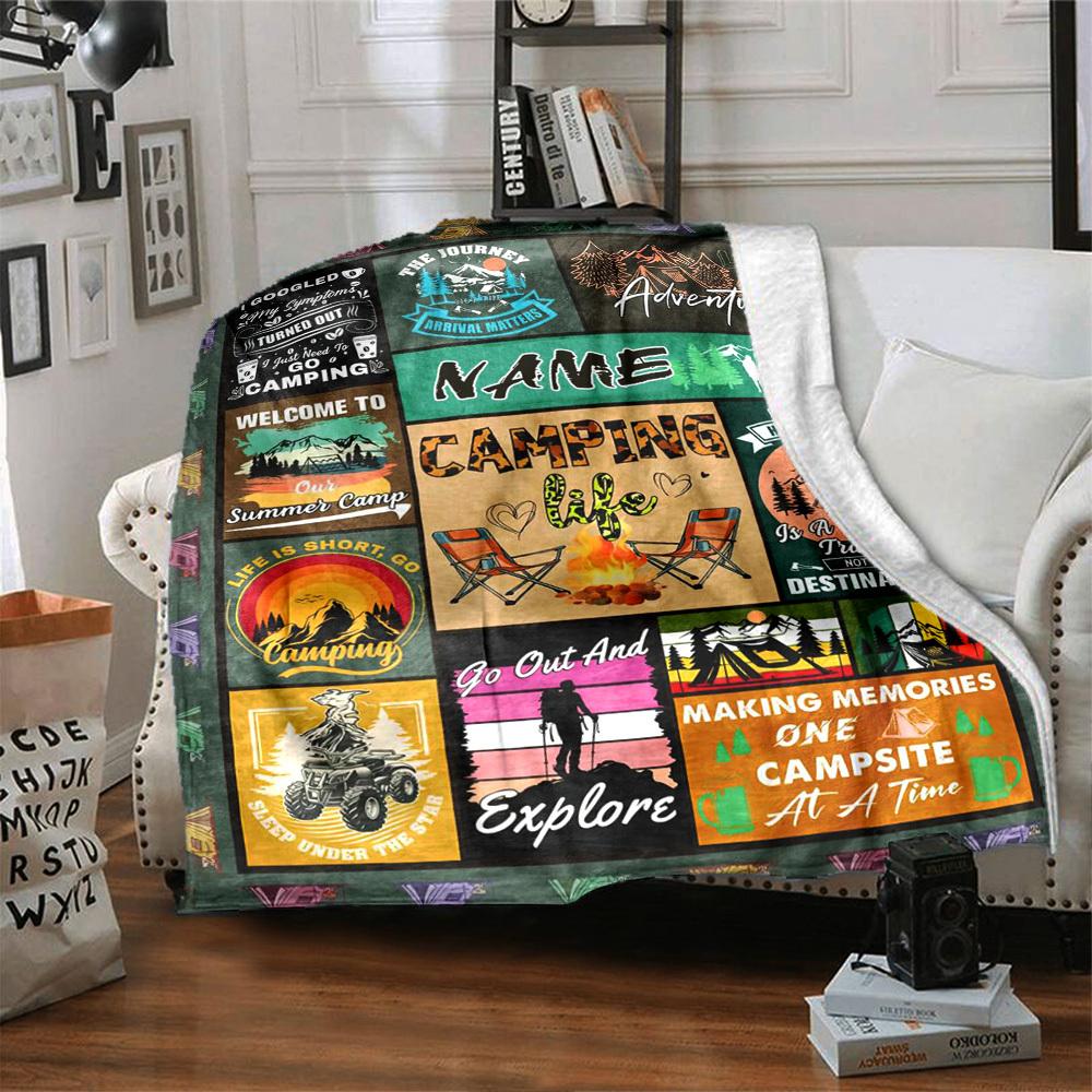 Camping Life Adventure Name Blanket Comfortable Soft Lightweight Allseason Multipurpose Blanket For Picnics Couches Offices Beds Living Rooms Perfect