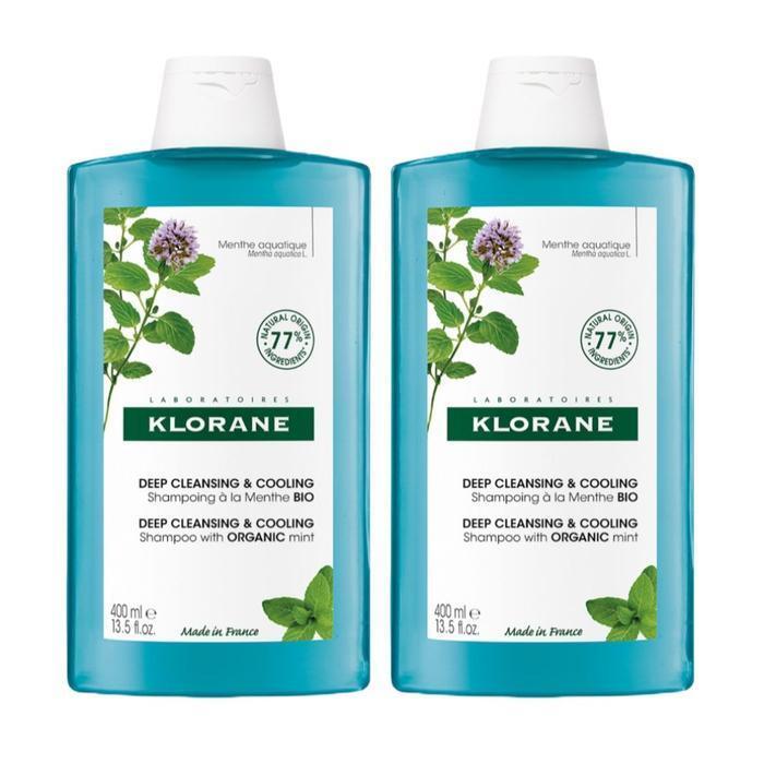 KLORANE Aqua Mint Deep Cleansing Cooling Shampoo 400ml x 2 (15236469)