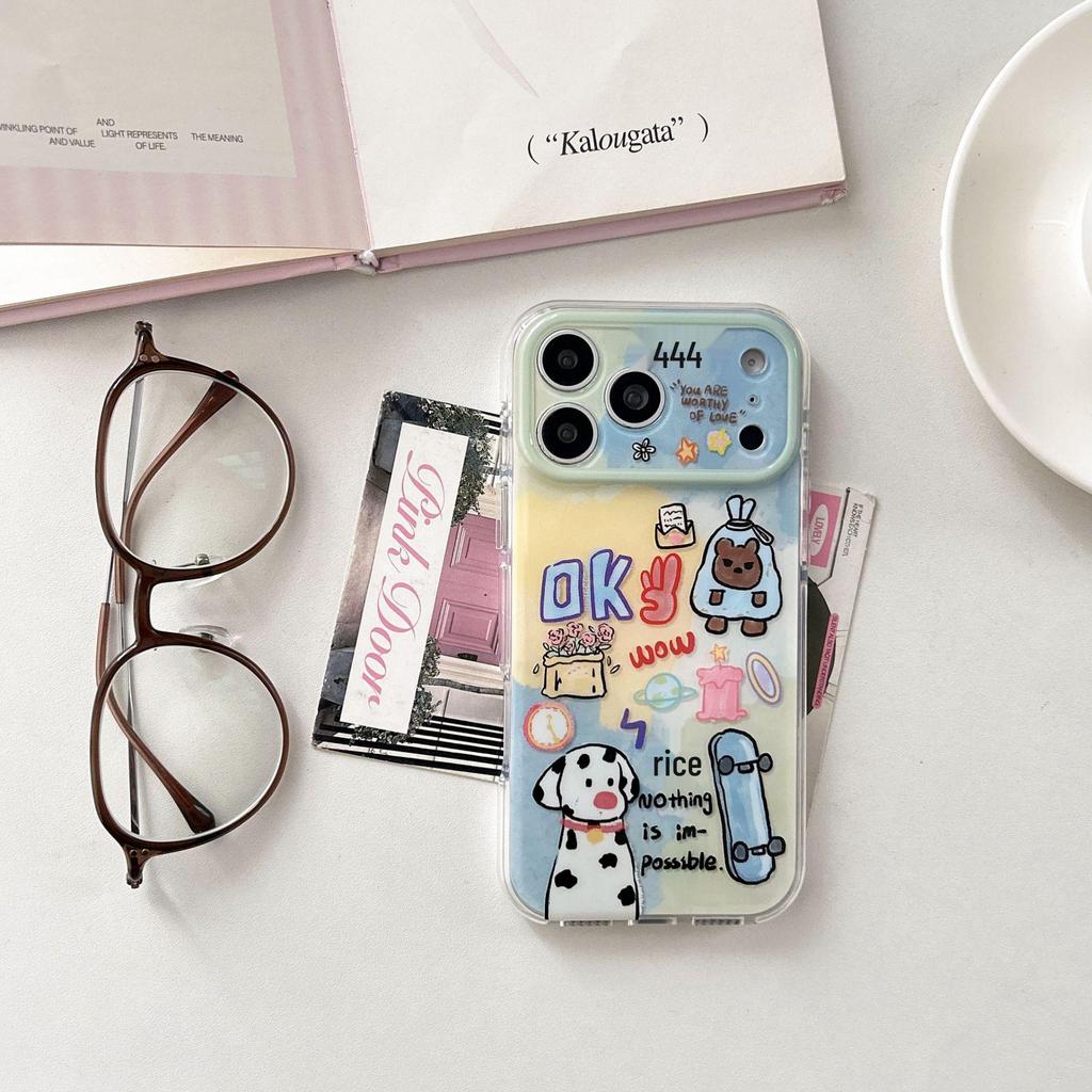 Graffiti Cartoon OK Dog iPhone 17 Pro Max/14/15 Apple 16 Double Layer IMD Case with Precision Holes