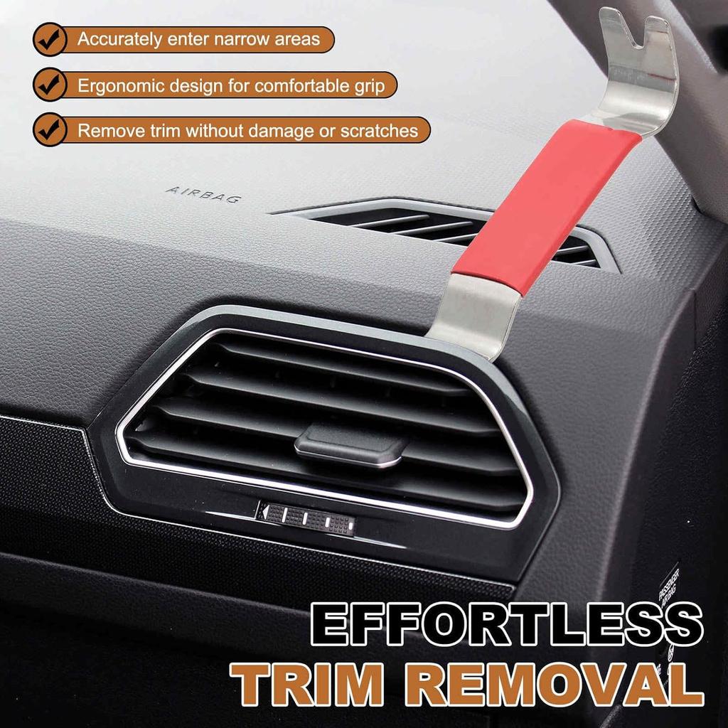 HARFINGTON Car Trim Removal Tool 7" Steel Auto Double Head Clip Lifter Car Removal Pry Bar Tools with Rubber Sleeve for Vehicle Door Audio Window