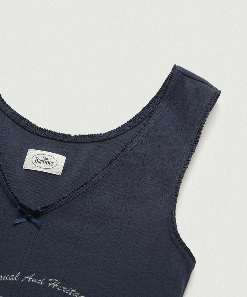 Deobanes Lois Ribbed Logo Tank Top_Navy