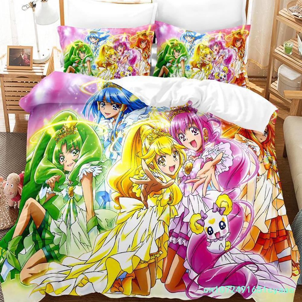 Smile PreCure! Bedding Set Single Twin Full Queen King Size Bed Set Adult Kid Bedroom Duvet Cover Sets 3D Print Kawaii Anime Bed