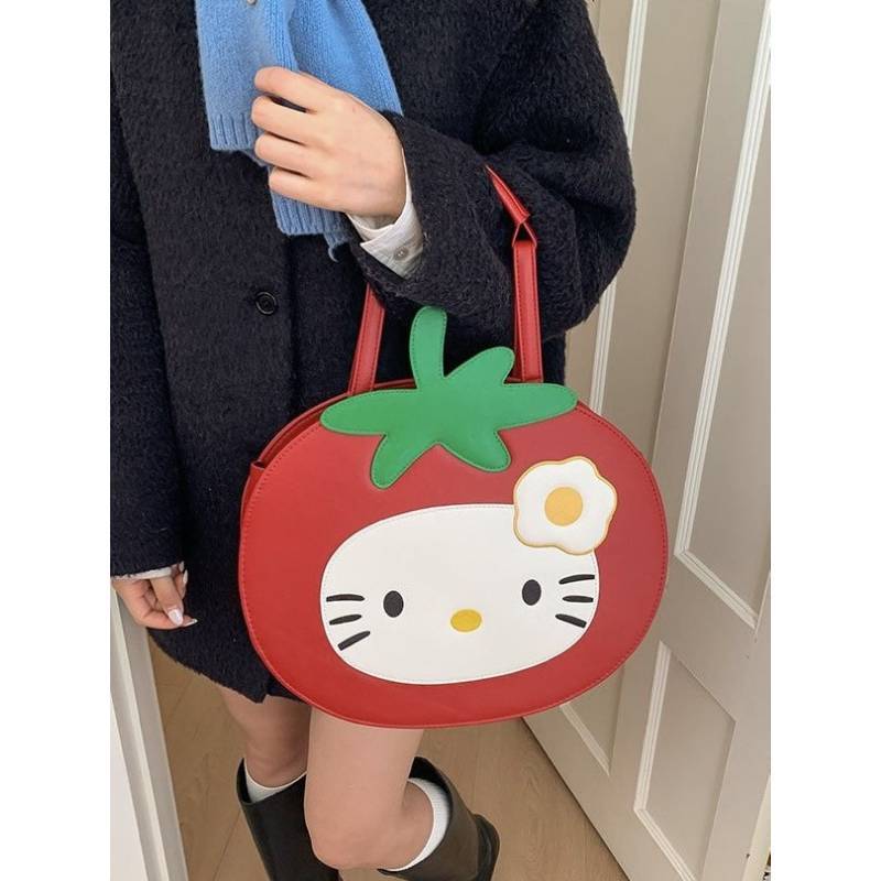 Tomato Hello Kitty Tote Bag For Women And Men With Padded Shoulder Straps And Storage Functionality