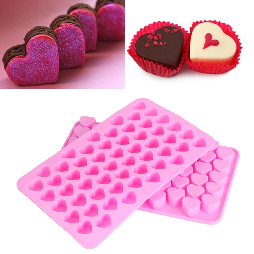 55 Holes Heart Shaped Nonstick Silicone Chocolate Cake Mold Ice Cubes Tray Mould Kitchen Baking Tools