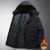 Men's Hooded Winter Cotton Coat: Warm, Thickened, Versatile, Medium-Long Jacket for Middle-Aged & Elderly