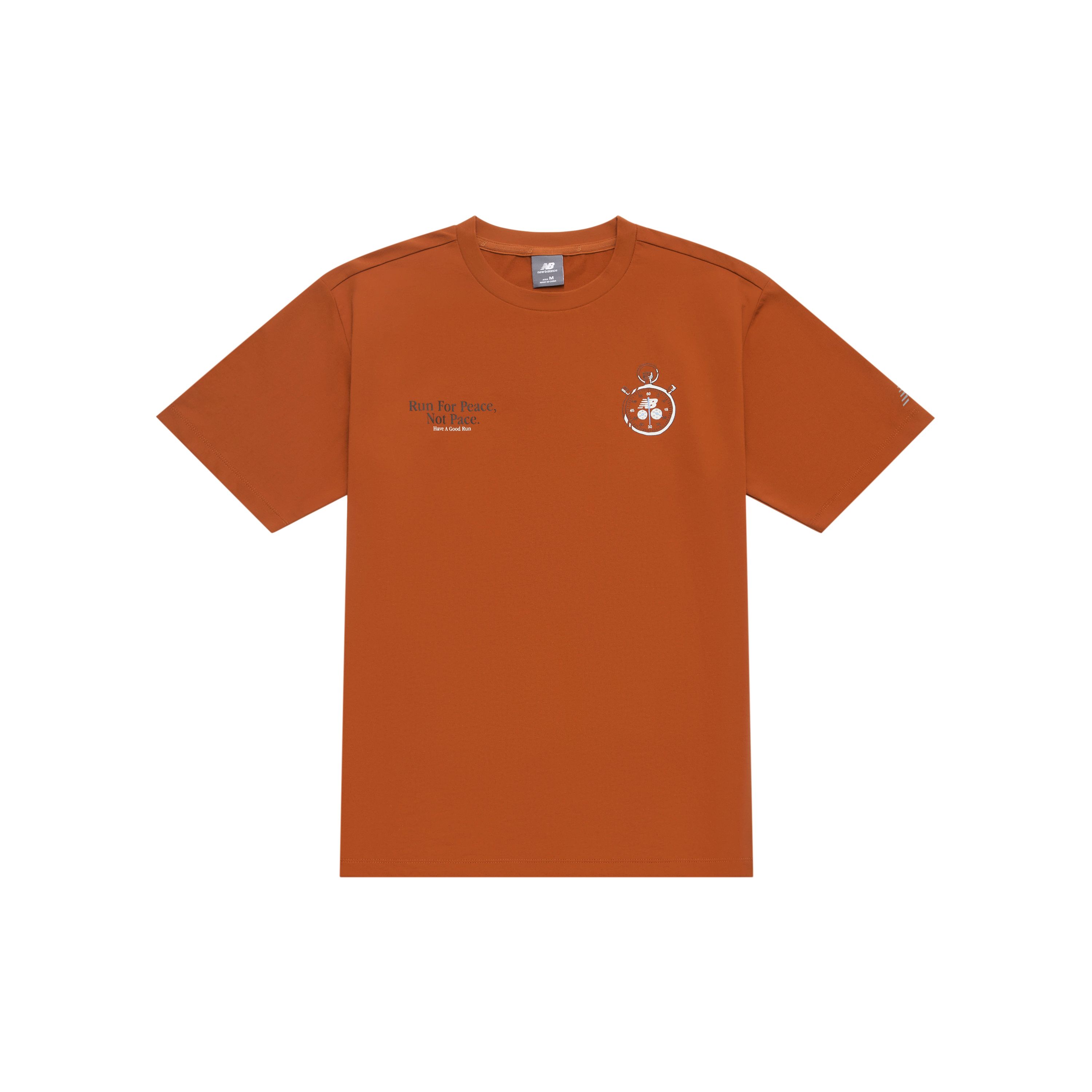 

New Balance Letter Print Loose Comfort Short Sleeve T-Shirt Unisex Tops Orange NEE25041-BUR