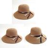 Paper Straw Wide Brim Sun Hat With Bow Knot For Summer Beach Vacation Style