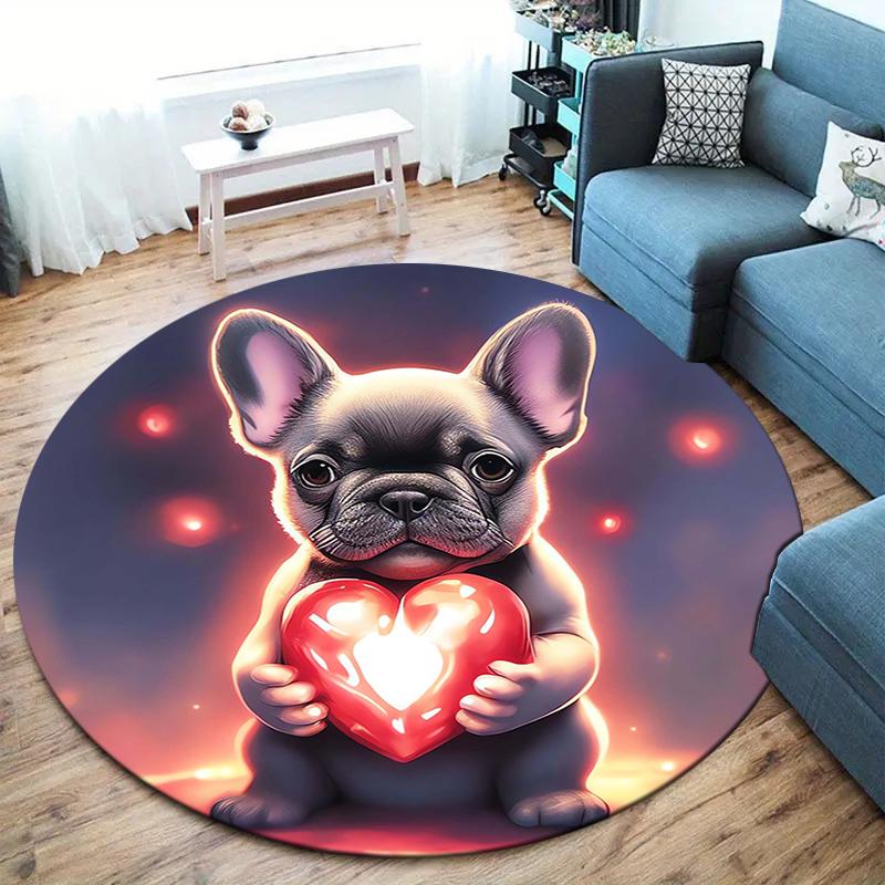 

Cute dog Round Area Rug,Carpet Rug for Living Room Bedroom Sofa Playroom Decor,Non-slip Floor Mat 80cmx80cm