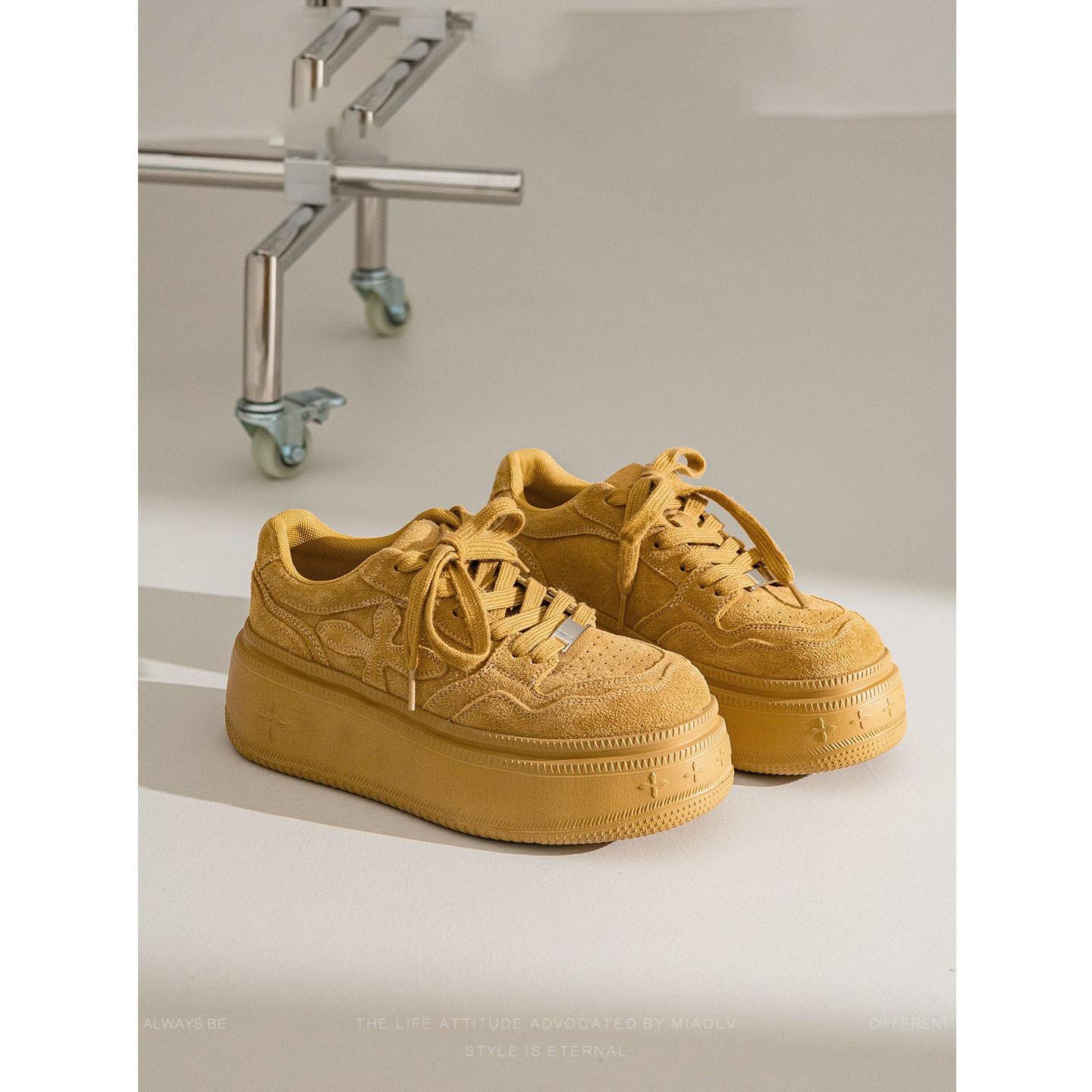 

Miaolu Spring Overture Platform Casual Board Shoes Women s New Small Height Increasing Muffin Sneakers 40 верблюд