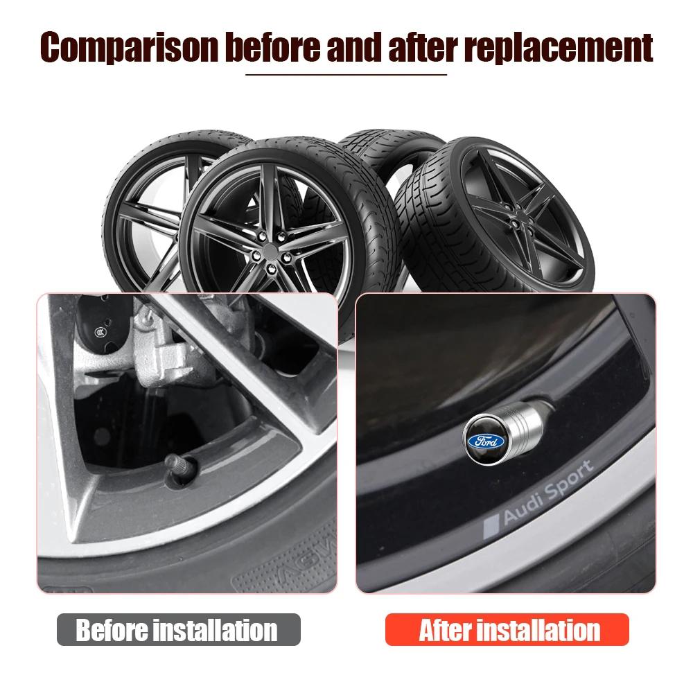4Pcs/Set Car Wheel Tire Valve Caps Metal Stem Cover For Ford Escape Kuga Mondeo Ecosport Fiesta Focus 2 3 MK1 MK2 Fusion Ranger