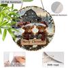 2D Flat Merry Christmas Aluminium Sign with Highland Cow Pattern - Navidad Figurine Ornaments - Ideal for Front Door, Wall, Porch, Fence Decor