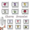 Fashion Violet Rose Daisy Sunflower Lavender Flowers Italian Beads Fit 9mm Stainless Steel Bracelet Making DIY Charm Jewelry