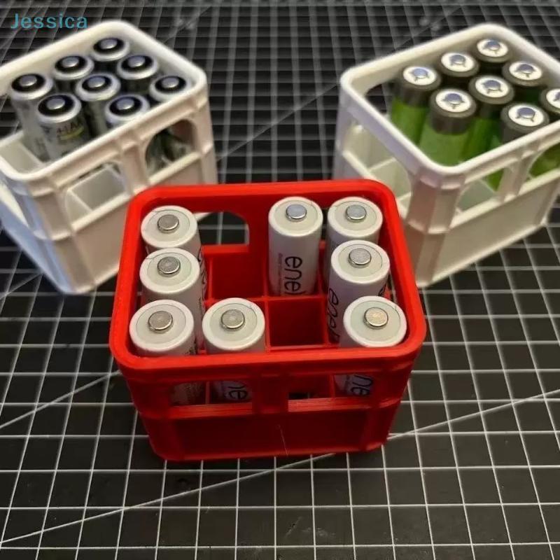 3D-gedruckte Bierkisten-Stil Batterieaufbewahrungsbox Nein. 5 Aa Nein. 7 Aaa 18650 Batterie Stapelbarer Aufbewahrungskorb