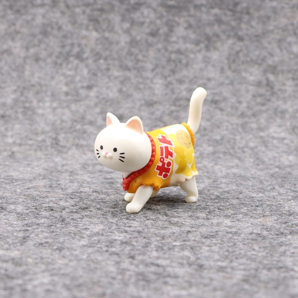 PVC Cat Model Doll Toys Walking Animal Mini Cat Ornaments Snack Cat Figure Toys  Desktop Decor