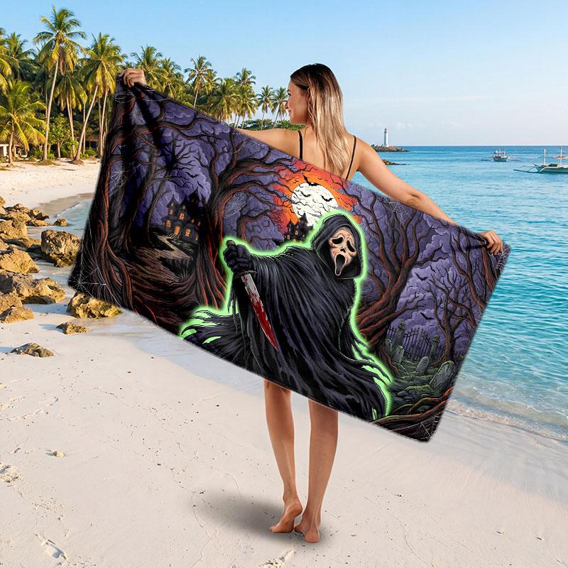 Large Beach TowelScream Ghostface Soft Absorbent Towel Beach Bath Home Use